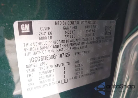 2016 Chevrolet Colorado Z71 from USA, damaged, VIN 1GCGSDE36G1107125